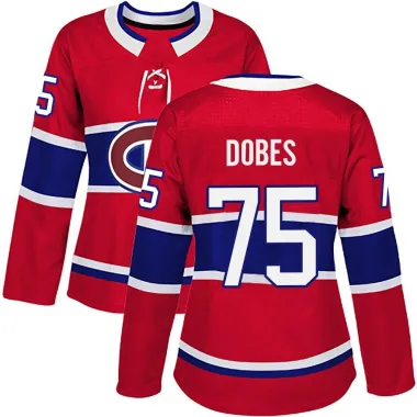 Red Women's Jakub Dobes Authentic Montreal Canadiens Home Jersey